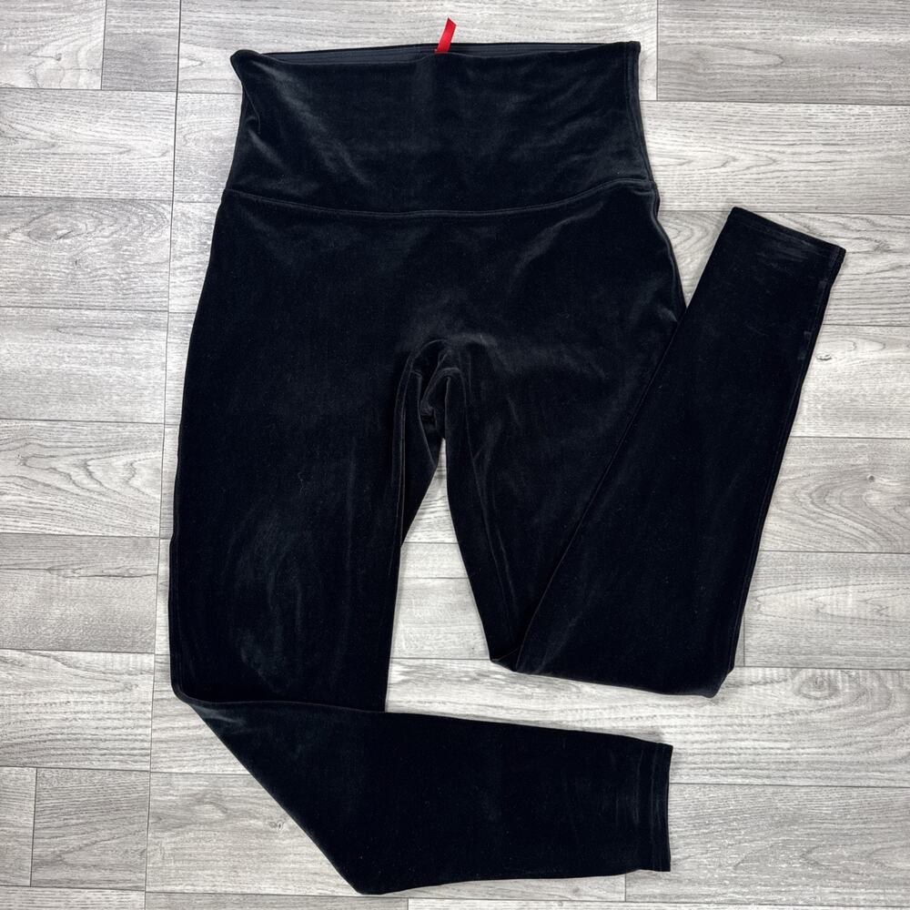 SPANX High Waisted Velvet Skinny Leggings Pants Black sz XL